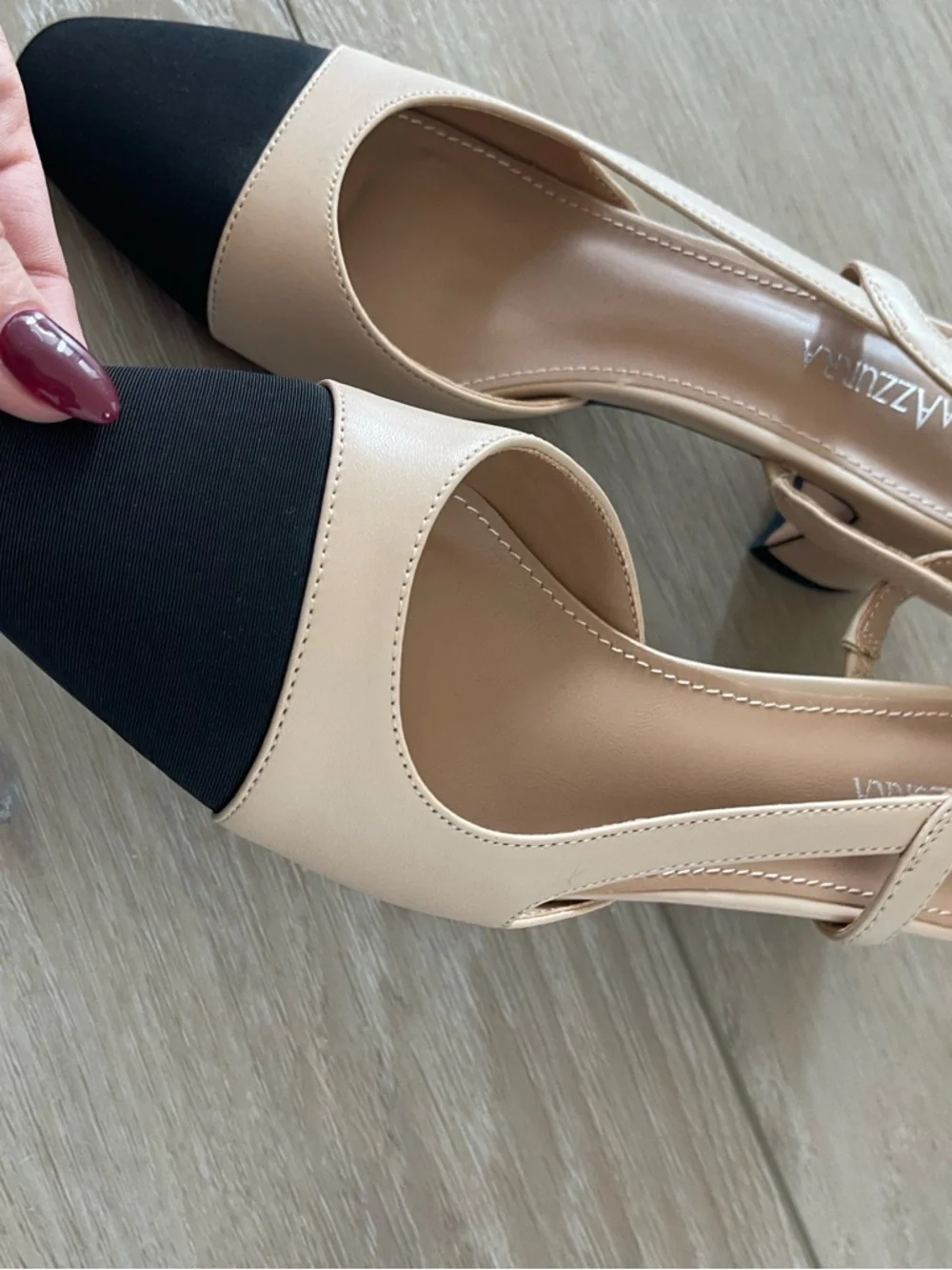 MiraAzzurra Two-Tone Beige and Black Slingback Pumps